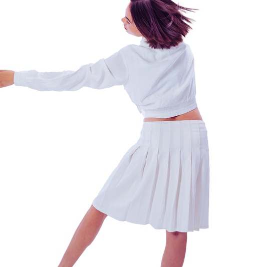 Signature Mini White Pleated Skirt